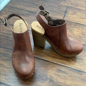 Kork-Ease Tan Leather Platform Mules